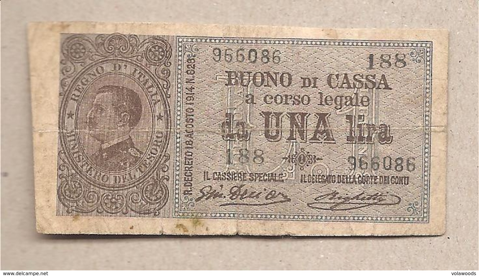 Italia - Banconota Buono Di Cassa Circolata Da 1 Lira P-36b - 1917 - Buoni Di Cassa