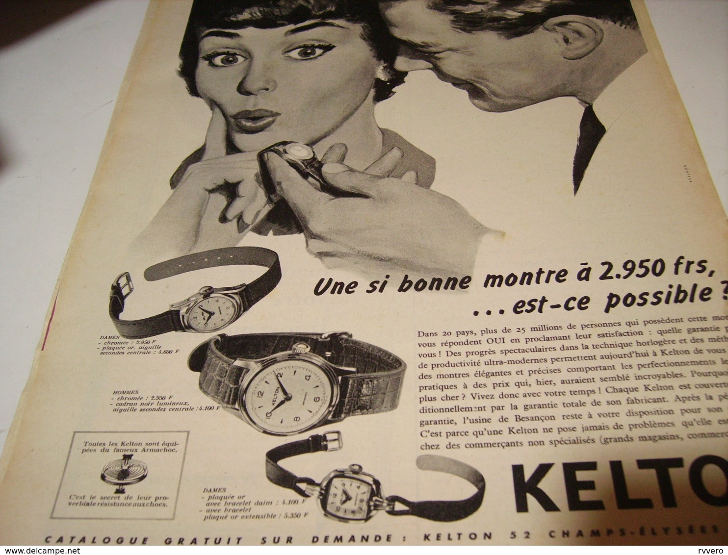 ANCIENNE PUBLICITE UNE SI BONNE  MONTRE KELTON   1958 - Autres & Non Classés