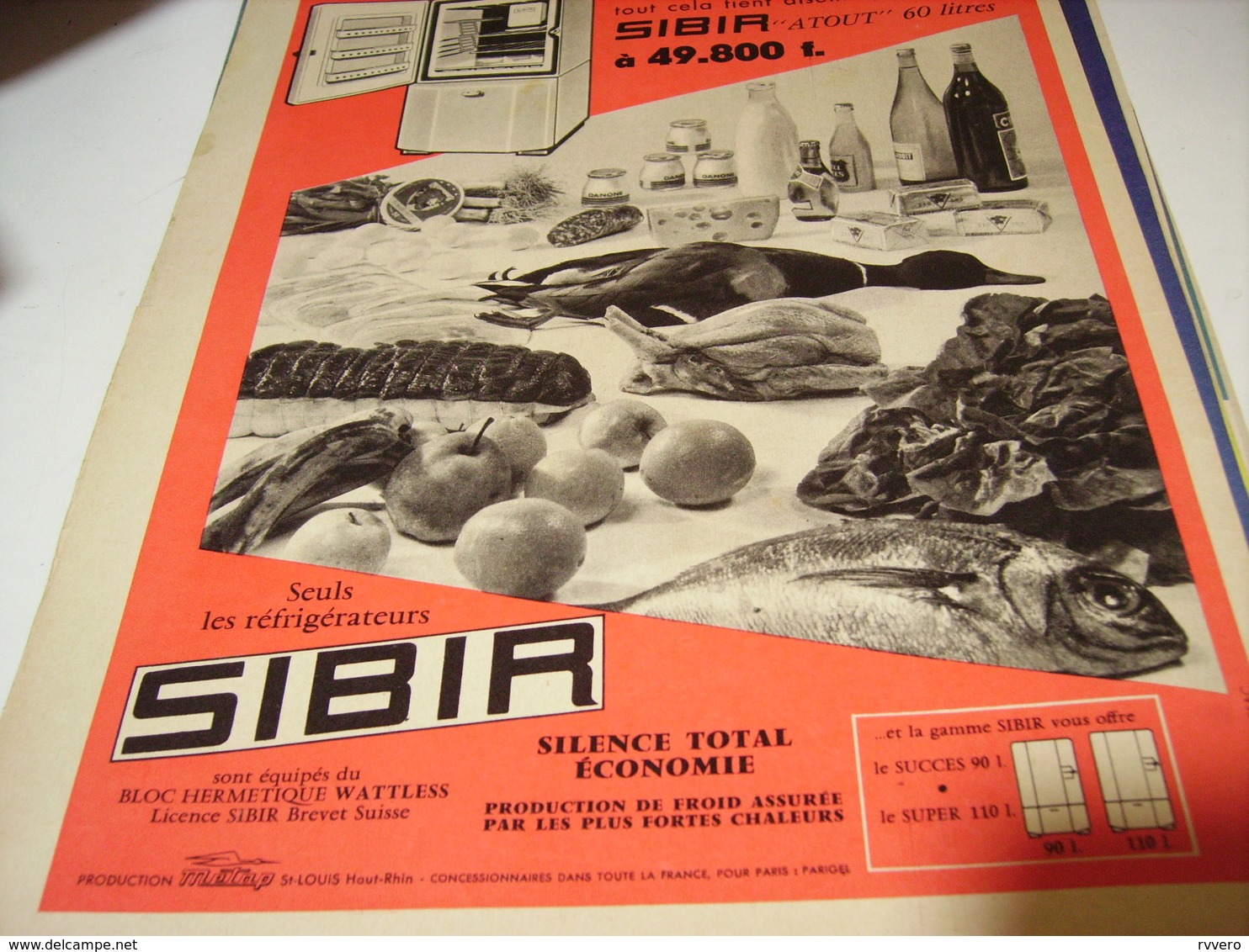 ANCIENNE  PUBLICITE REFRIGERATEUR SIBIR  1958 - Autres & Non Classés