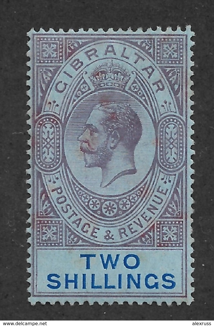 Gibraltar 1912,KG-V 2sh Scott # 72,VF Mint Hinged*OG (BL-II) - Gibraltar