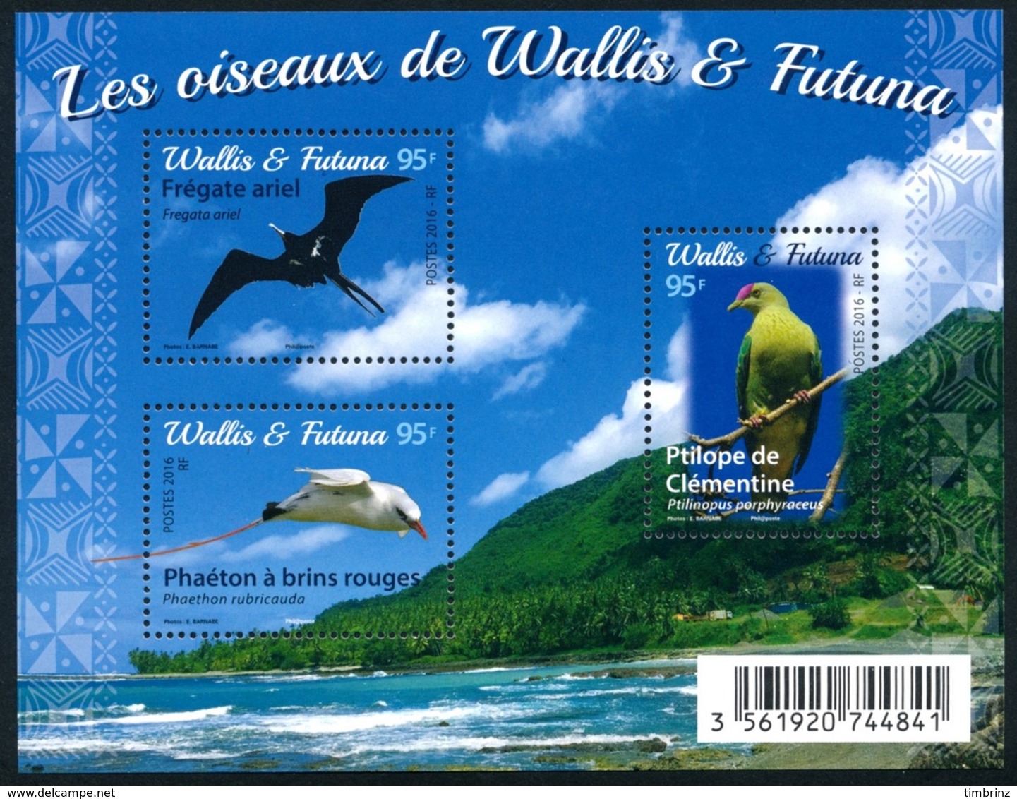 WALLIS ET FUTUNA 2016 - Yv. F861 (861 à 863) ** SUP - Feuillet Oiseaux (3 Val.)  ..Réf.W&F22362 - Neufs