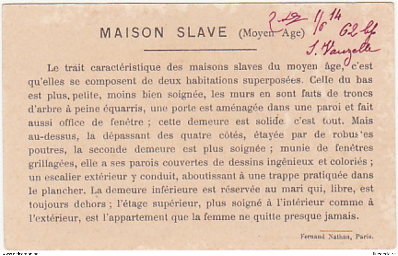 Chromo - L'habitation Humaine - Maison Slave (Moyen-Age) - Autres & Non Classés