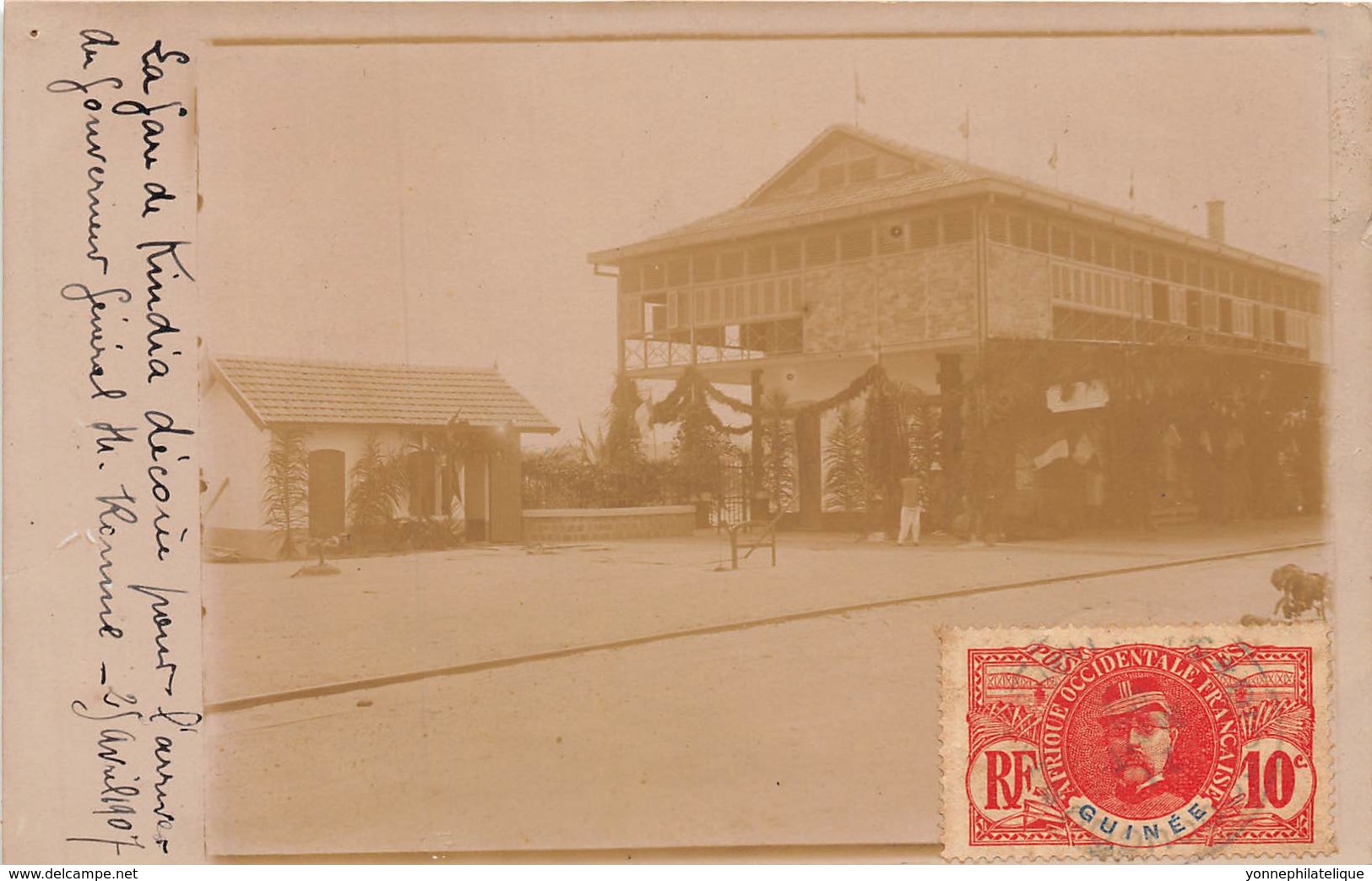 Guinée  Française / Topo - Belle Oblitération - 171 - Carte Photo - La Gare De Kindia - Guinée Française