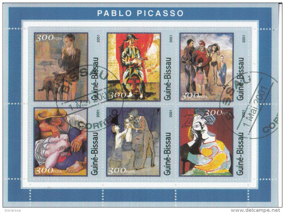 1618 Guinè Bissau 2001  Quadri Dipinti Da P. Picasso Paintings Tableau Foglietto Sheet Imperforato - Picasso