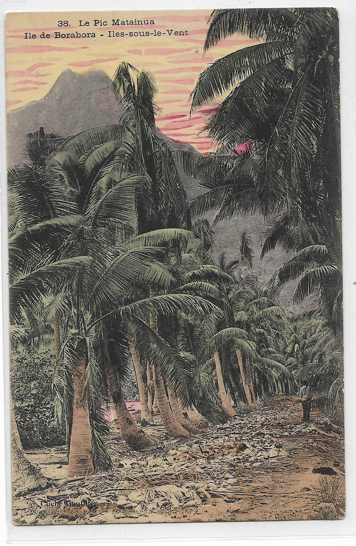 Rare LE PIC MATAINUA -ILE DE BORABORA- ILES SOUS LE VENT- Circulèe En 1912 Pour PARIS Timbre OCEANIE N° 4- 5c  VERT - Tahiti