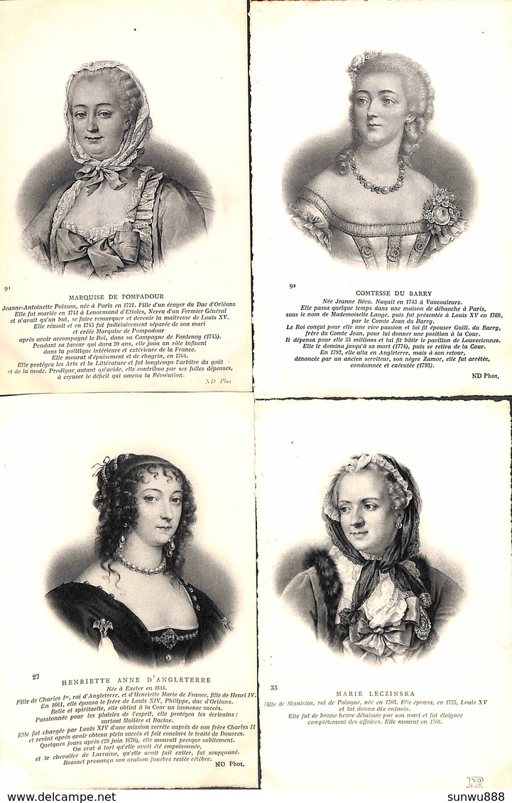 Famille - Roi & Reine Lot 4 Cartes Marquise De Pompadour Comtesse Du Barry Henriette Anne Marie Leczinska (+annotations) - Familles Royales