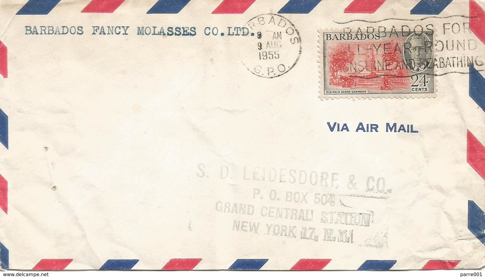 Barbados 1955 Bridgetown Guard Garrison Cover - Barbados (1966-...)