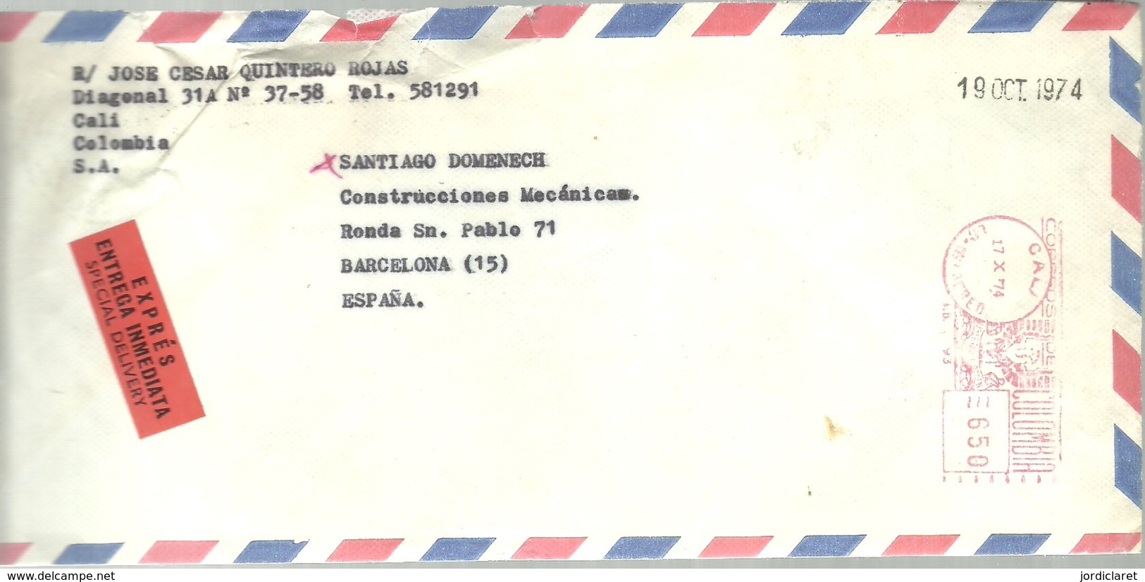 LETTER EXPRES 1974 - Colombia