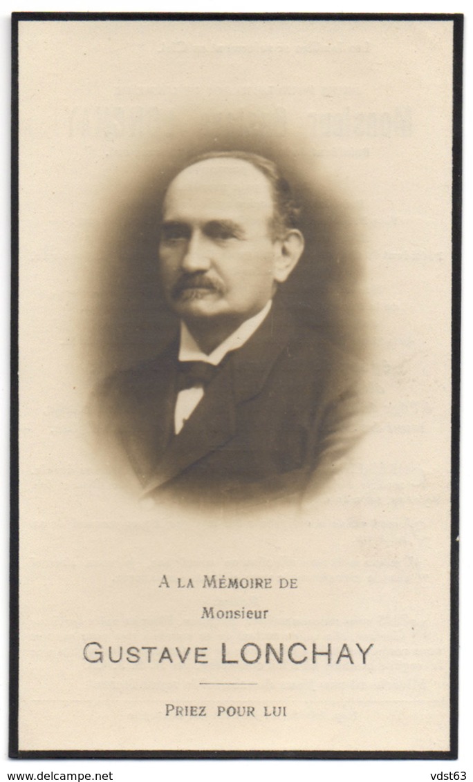 Faire Part Décès Gustave LONCHAY 1853 - 1921 Député Permanent Luxembourg Pdt Comité Agricole Sibret / Devotieprentje - Avvisi Di Necrologio