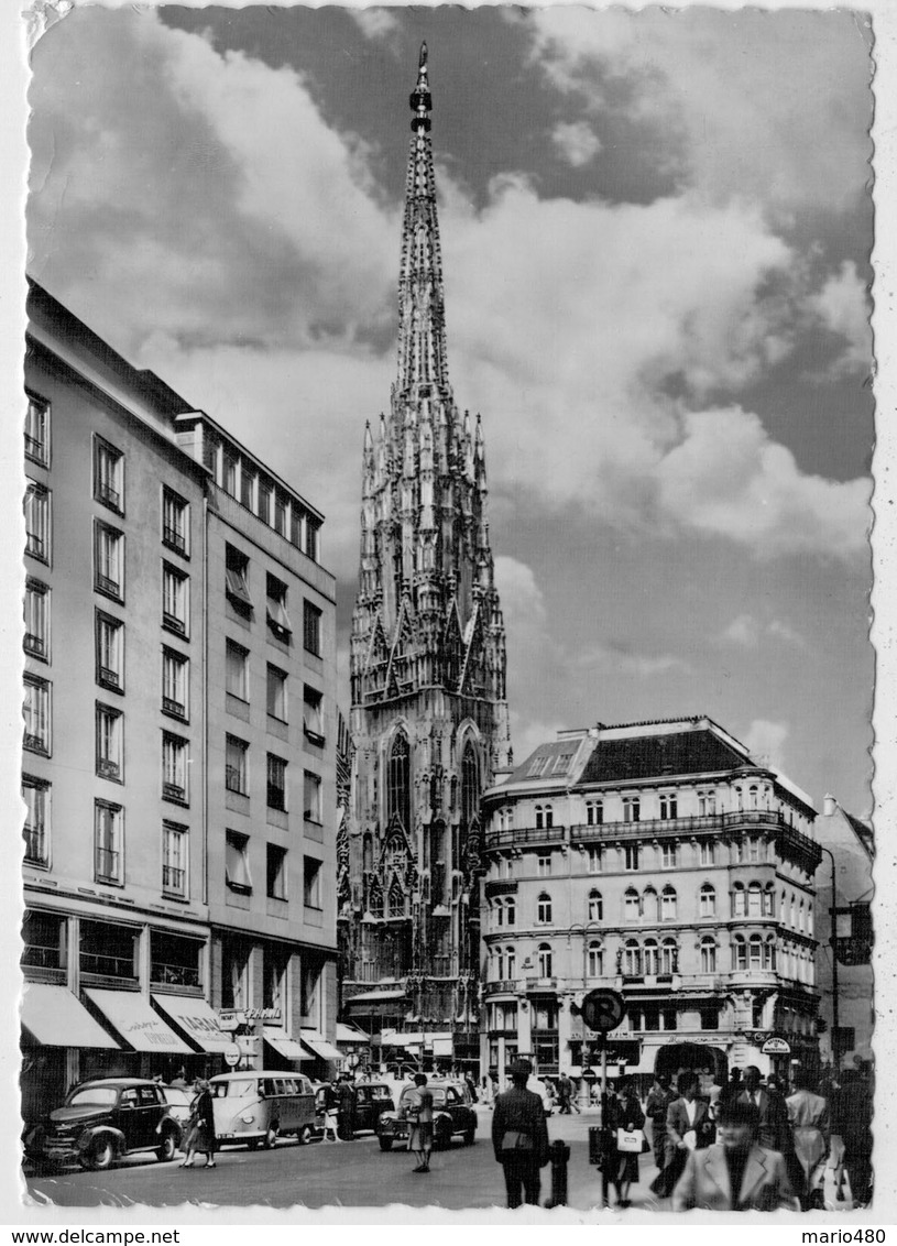 WIEN   BLICK  VOM  GRABEN  GEGEN  STEPHANSDOM                   (VIAGGIATA) - Chiese