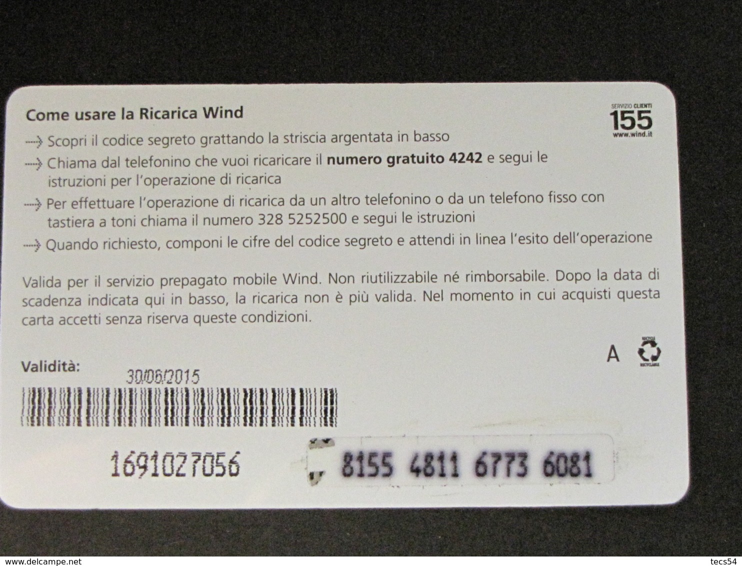 ITALIA WIND - KANTOO ENGLISH SMS - 30/06/2015 USATA - Schede GSM, Prepagate & Ricariche