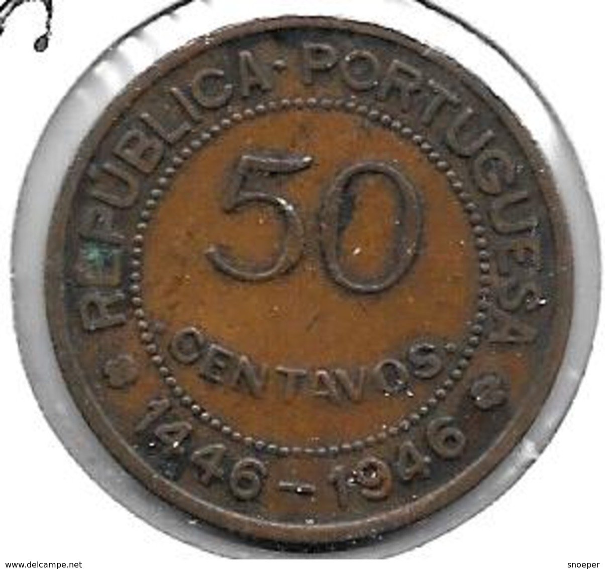 *guinea Bissau  Portugees Guinea 50 Centavos 1946km 6 Vf+ - Guinea-Bissau