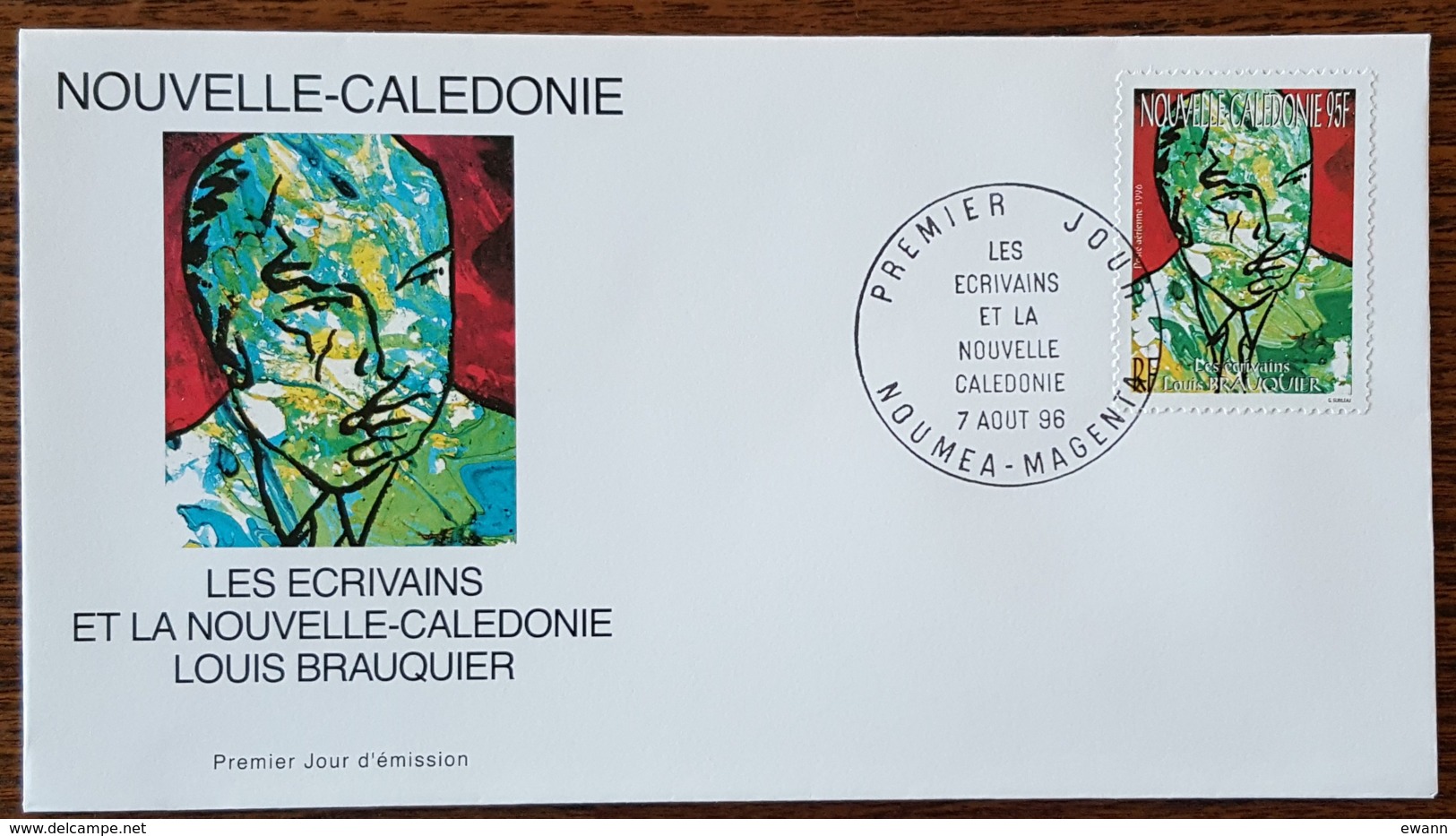 Nouvelle Calédonie - FDC 1996 - YT Aérien N°335 - Ecrivains / Louis Brauquier - FDC