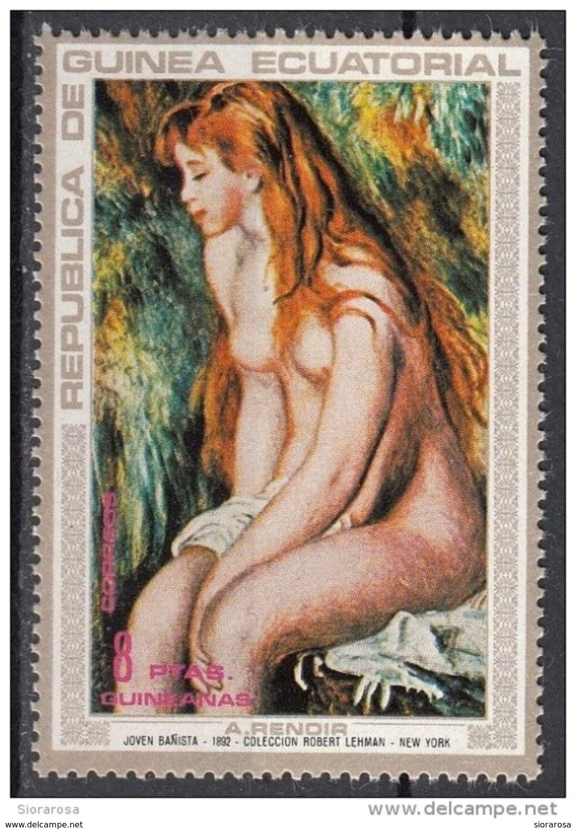 212 Guinea Equatoriale 1973 " Bagnante Seduta " Quadro Dipinto Da P.A. Renoir Nuovo MNH  Ecuatorial Impressionismo - Aktmalerei