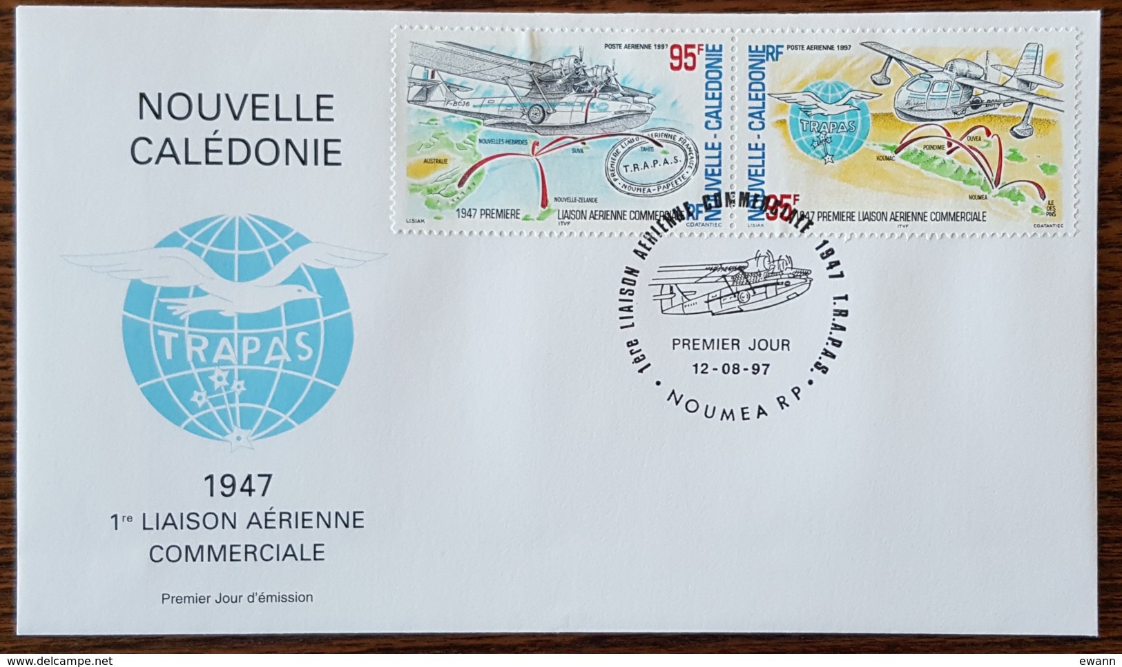 Nouvelle Calédonie - FDC 1997 - YT Aérien N°345, 346 - 1ère Liaison Aérienne Commerciale - FDC