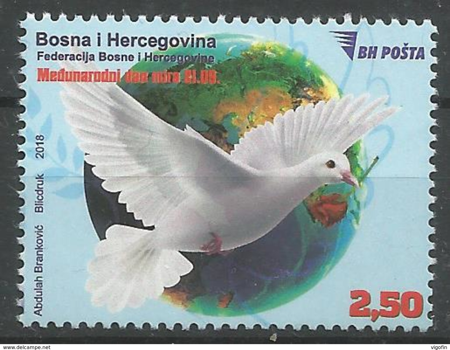 BH 2018-11 The World Day Of Peace, BOSNA AND HERCEGOVINA, 1 X 1v, MNH - Bosnien-Herzegowina