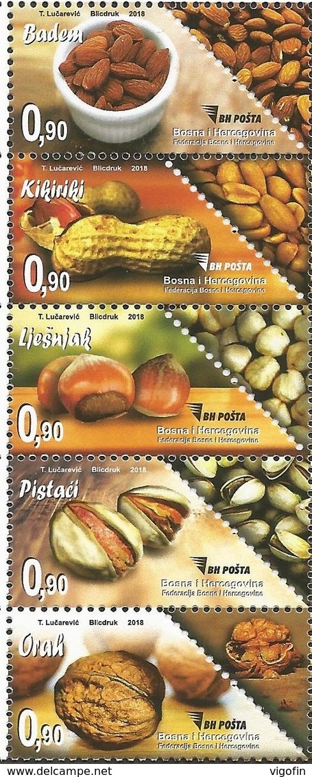 BH 2018-738-41 Nuts, BOSNA AND HERCEGOVINA, 1 X 5v, MNH - Ernährung