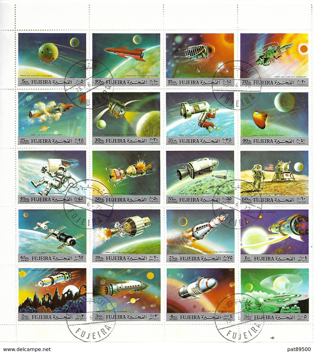 FUJEIRA Bloc 20 Timbres Oblitérés AERONAUTIQUE/ESPACE (12 Poste Et 8 PA) / Sera Plié En 2 Pour L'envoi !! - Fujeira