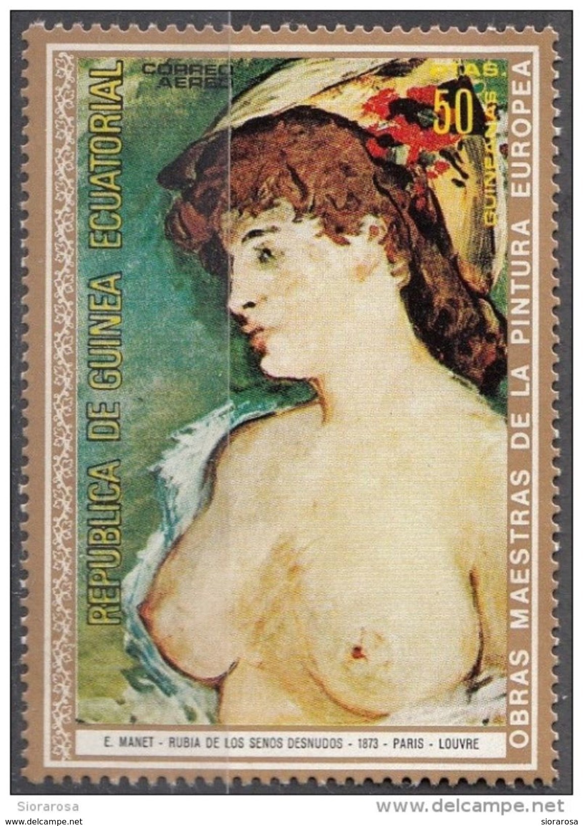 273 Guinea Equatoriale 1972  " Blonde With Bare Breasts " Quadro Dipinto Da E. Manet Nuovo MNH Paintings Equatorial - Impressionismo