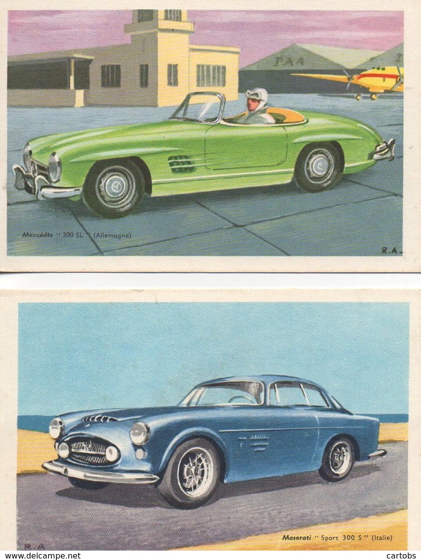 Beau LOT De 6 Cartes Illustrées Des Années 50  (1) ( Jaguard ,Simca Vedette ,Aston-Martin...) - Autres & Non Classés