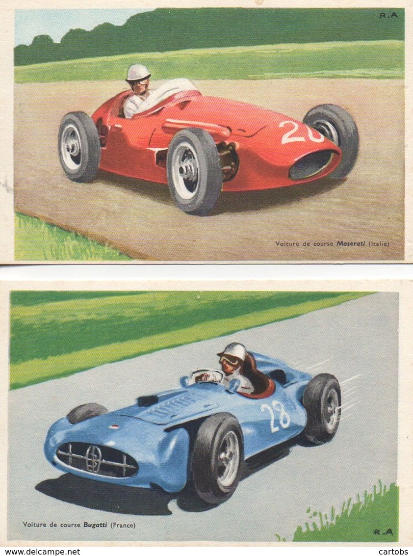 Beau LOT De 6 Cartes Illustrées Des Années 50  Voitures De Courses (, Ferrari , Jaguard , Porsche ...) - Autres & Non Classés