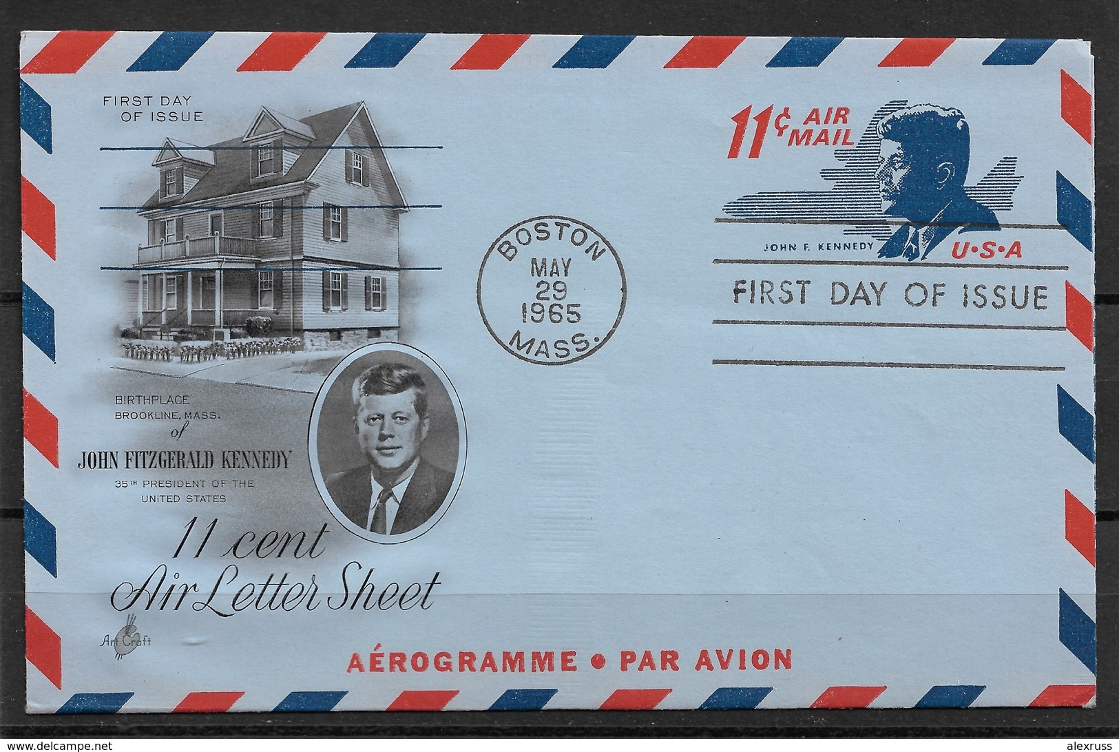 US 1965 Air Mail FDC JFK Cachet, John F. Kennedy,VF-XF!!,(RN5) - 1961-1970