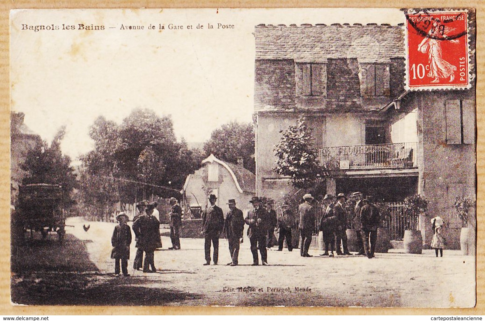 Nw5697 Peu Commun BAGNOLS-LES-BAINS Lozère Avenue De La Gare Et POSTE Animation Villageoise 1910s à MESSAGE Marseille - Autres & Non Classés