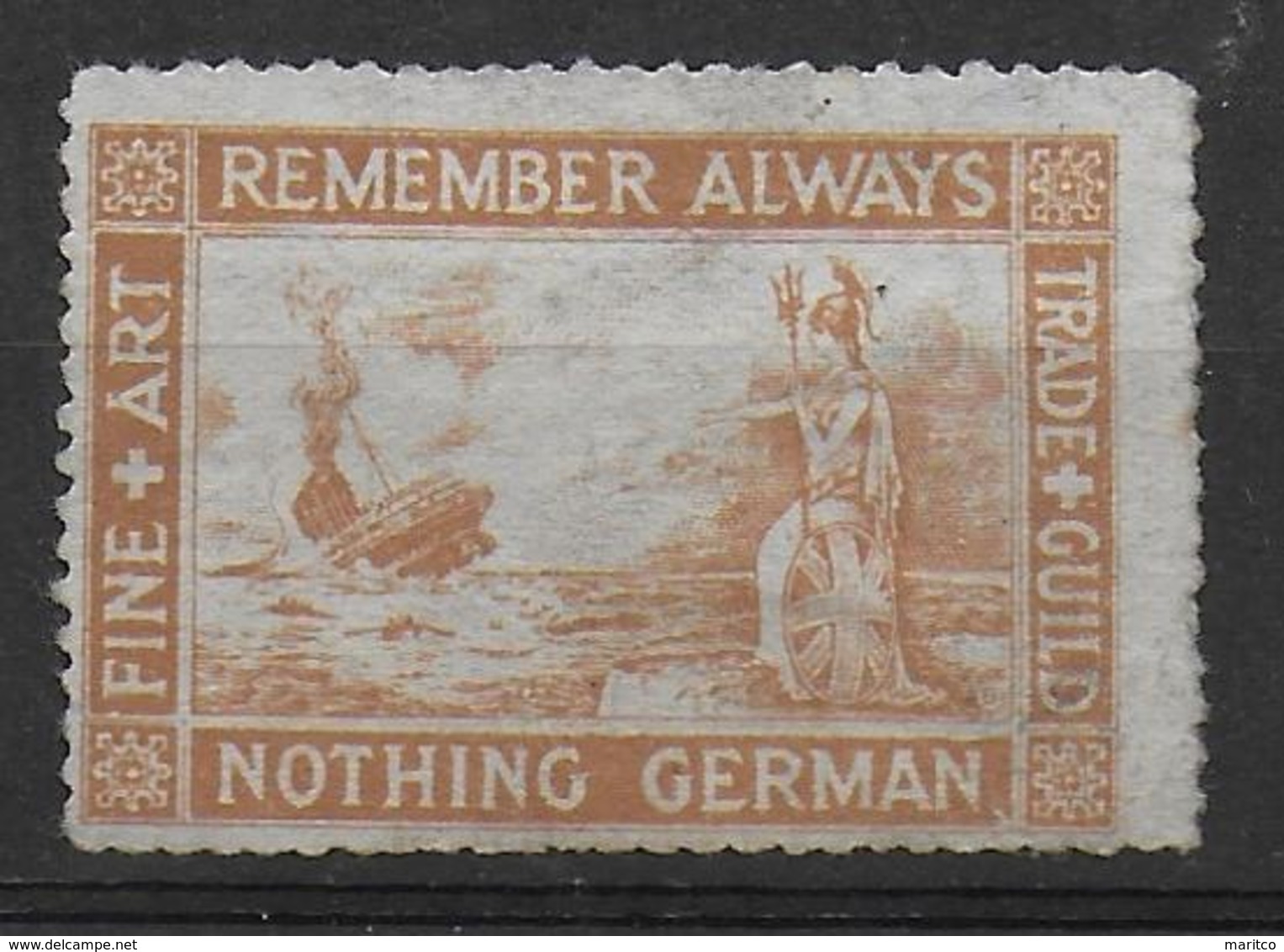 Propaganda Stamp Vignet Allied Forces WW1 Nothing German - WW1