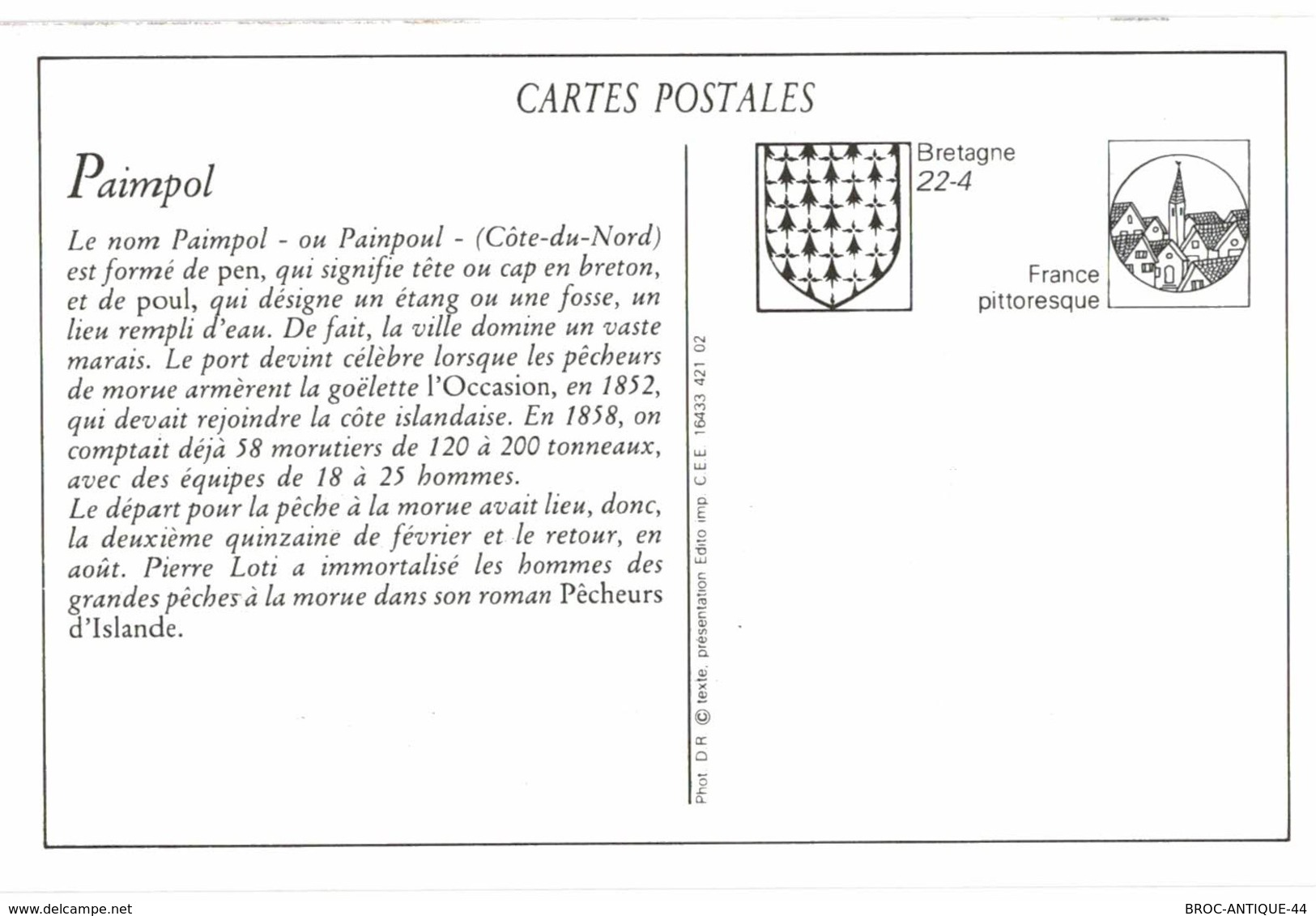 CPA N°24786 - PAIMPOL - UN COIN DE LA PLACE - ENTREE DE LA RUE DE L' EGLISE - REPRODUCTION - Paimpol