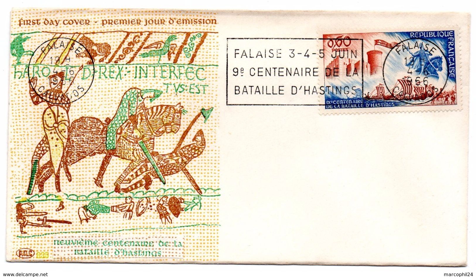 CALVADOS - Dépt N° 14 = FALAISE 1966 = FLAMME FDC N° 1486 SECAP  '9° CENTENAIRE DE LA BATAILLE D' HASTINGS ' - Mechanical Postmarks (Advertisement)