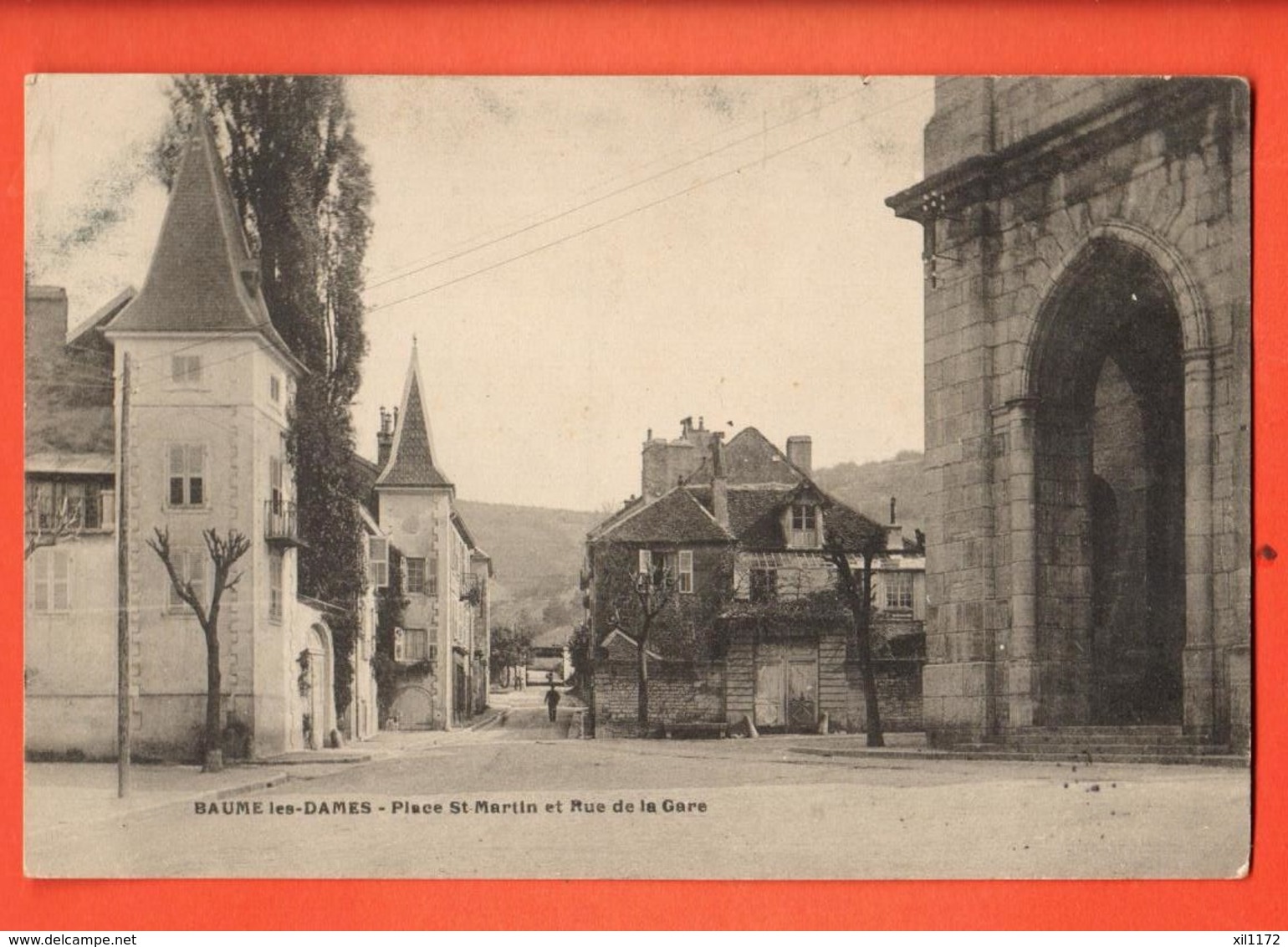 EBH-21   Baume-les-DAmes, Place St.-Martin Et Rue De La Gare. Circulé 1906 - Baume Les Dames