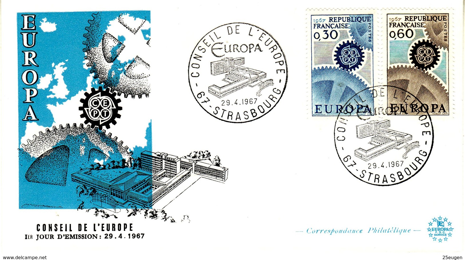 FRANCE  1967 EUROPA CEPT   FDC - 1967