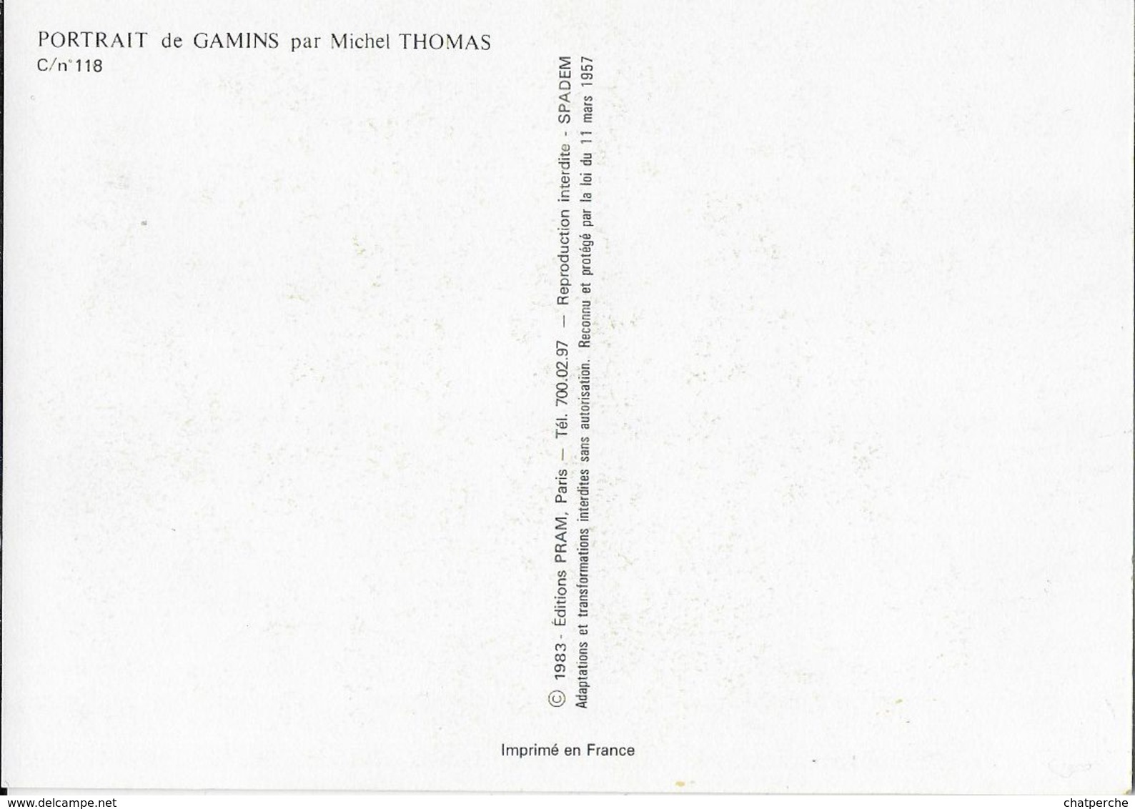 ILLUSTRATEUR MICHEL THOMAS PORTRAITS DE GAMINS C 118  EDIT. PRAM - Thomas