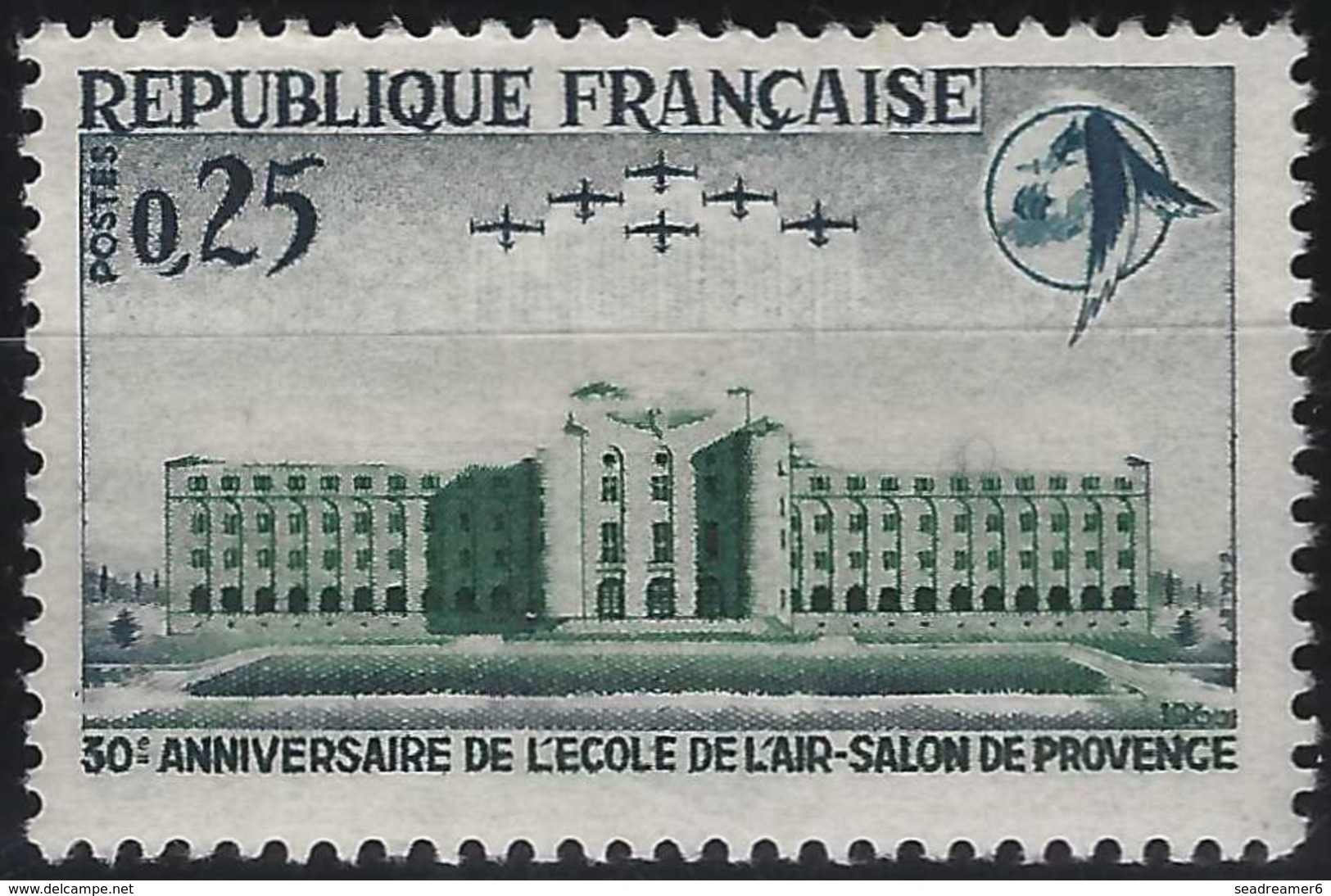 France Ecole De L'air N° 1463b** Variété Sans Les Toits Fraicheur Postale Signé Calves - Neufs