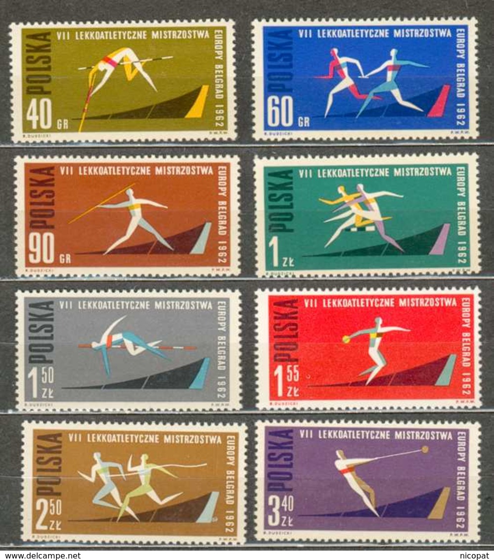 POLAND MNH ** 1198-1205 Saut à La Perche En Hauteur, Relais, Lancement Du Javelot Du Disque Du Marteau, 100 Mètres Sport - Ungebraucht