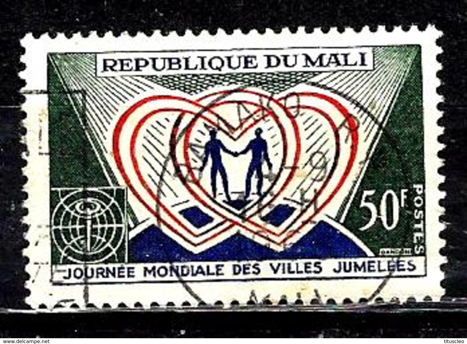 MALI 109° 50f Vert, Rouge Et Outremer Journée Mondiale Des Villes Jumelées (10% De La Cote + 0,25) - Mali (1959-...)