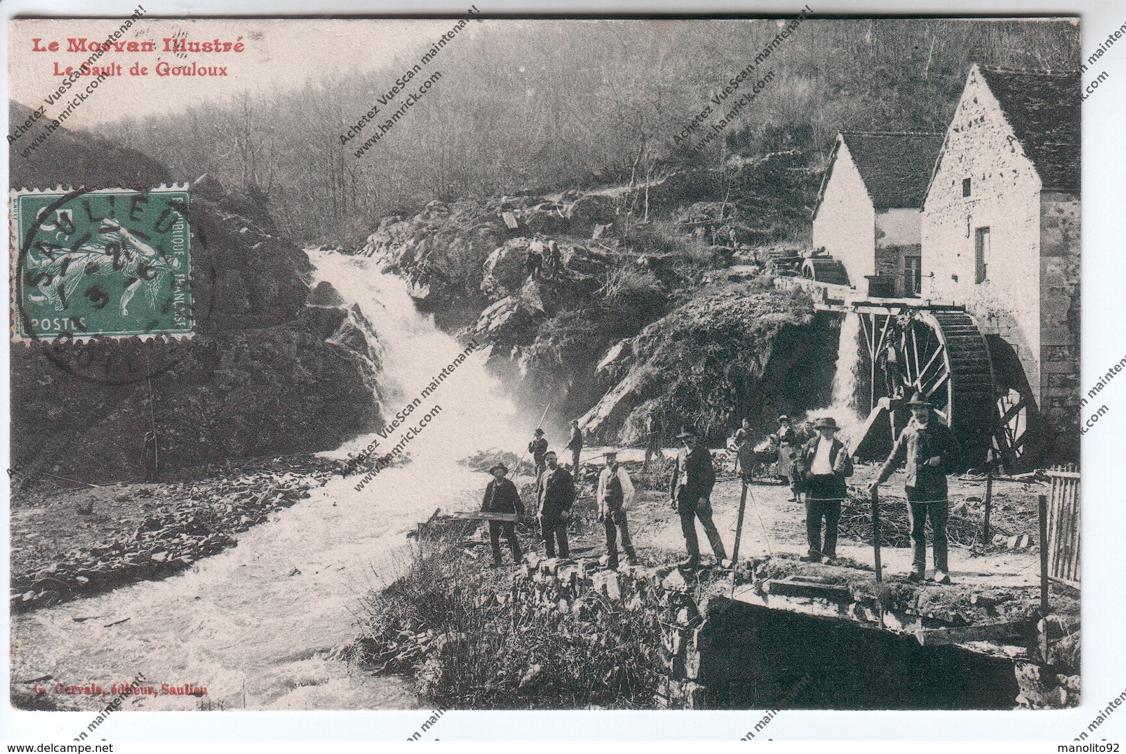 CPA 58 : Le Morvan Illustré : Le Sault De Gouloux Avec Vue Sur Moulin (adressé à Garage HOUROUX Avallon) - Autres & Non Classés