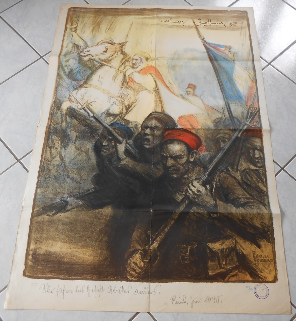 AFFICHE ORIGINAL - GUERRE 14 - 18 -  CHARLES FOUQUERAY 1917 - ARMEE D'AFRIQUE - 1914-18