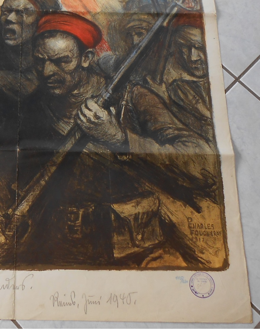 AFFICHE ORIGINAL - GUERRE 14 - 18 -  CHARLES FOUQUERAY 1917 - ARMEE D'AFRIQUE - 1914-18