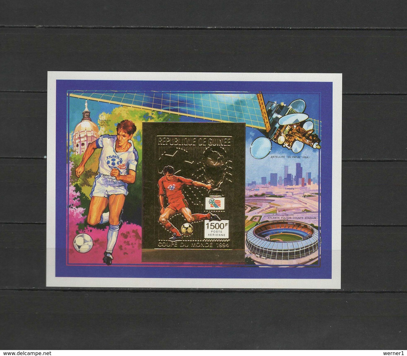 Guinea 1992 Football Soccer World Cup, Space Gold S/s Imperf. MNH -scarce- - 1994 – USA