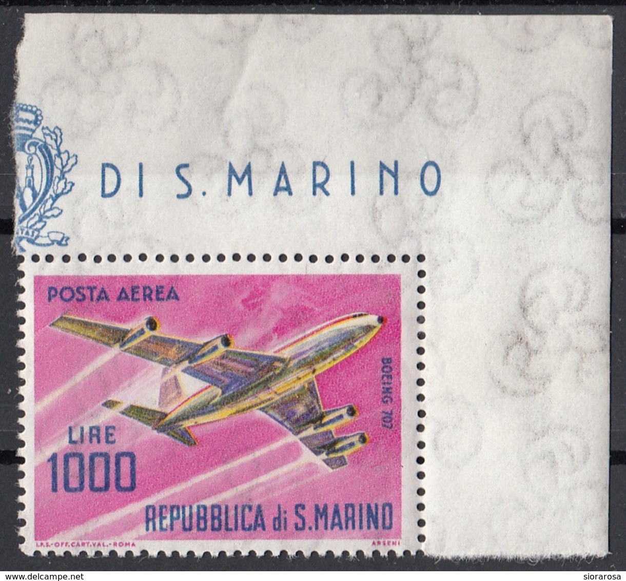 San Marino 1964 Bf. 147 Posta Aerea Aerei Moderni Boeing707 MNH - Aerei