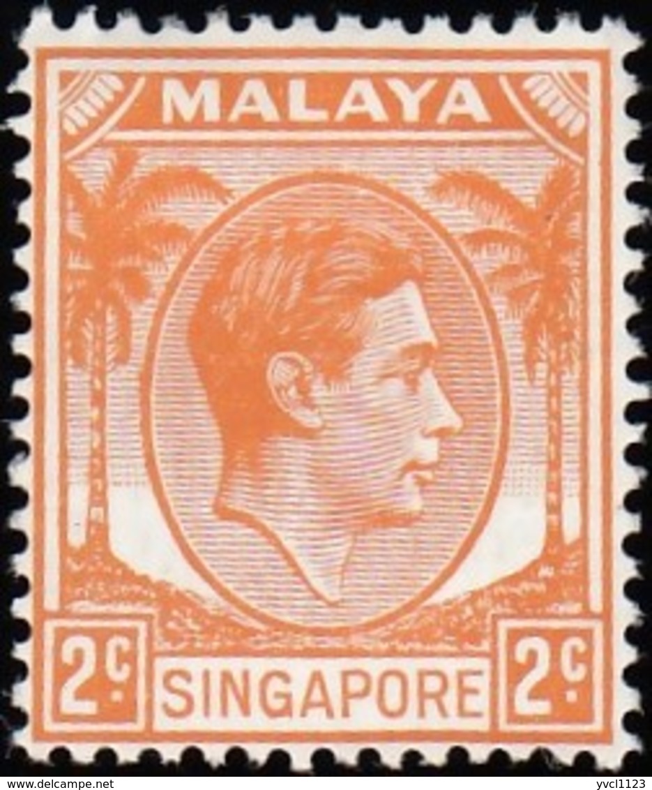 SINGAPORE - Scott #2 King George VI 'Perf. 14' / Mint H Stamp - Singapore (...-1959)