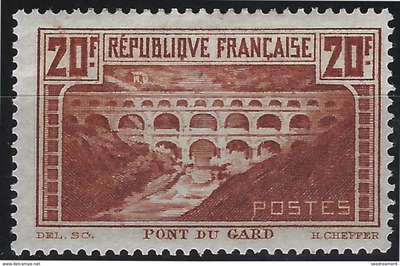 France Pont Du Gard N°262A* Type I Chaudron Gomme Brillante TTB Signé Calves & Pigeron - Neufs