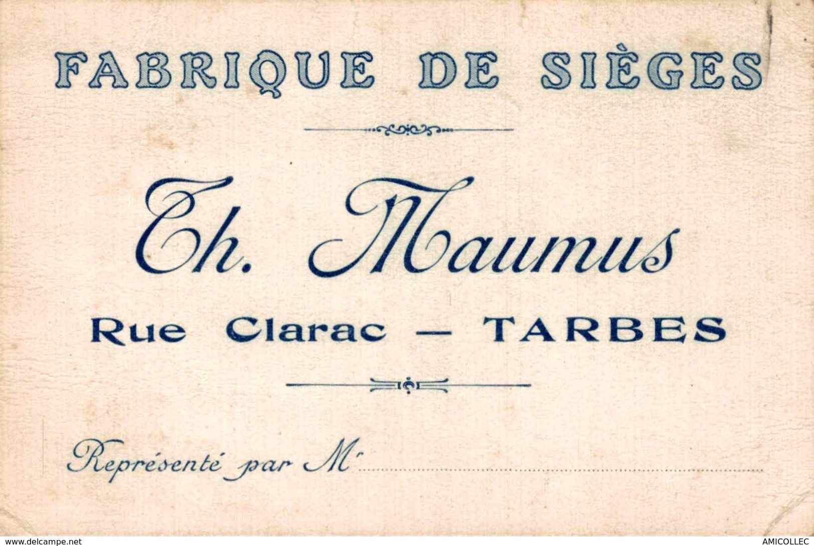 5377  -2018    FABRIQUE DE SIEGES  TH. MAUMUS  RUE CLARAC  TARBES - Tarjetas De Visita