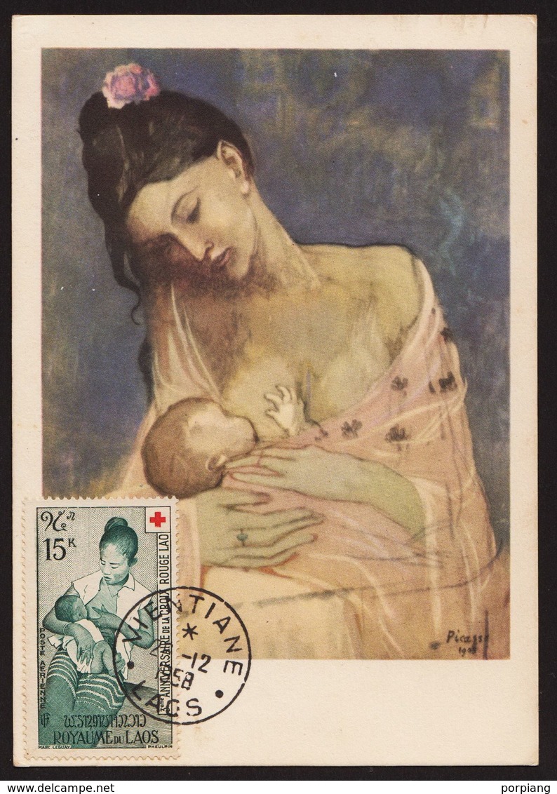 Laos 1958 Mi 83 Maximum Karte PICASSO – Maternity - Laos