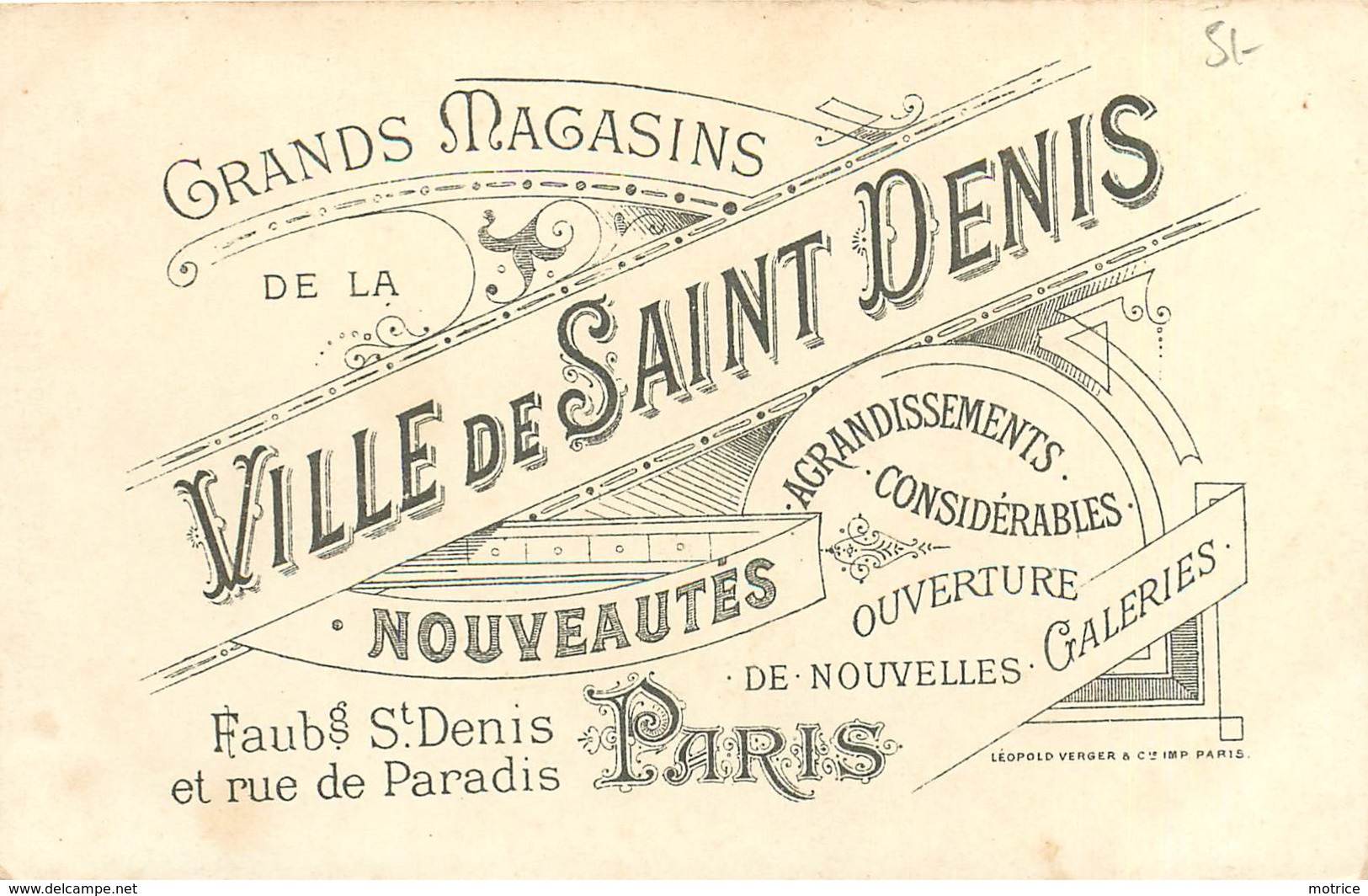 SCÈNE ENFANTINE - Dos Carte Publicitaire,grands Magasins Ville De Saint Denis. - Scènes & Paysages