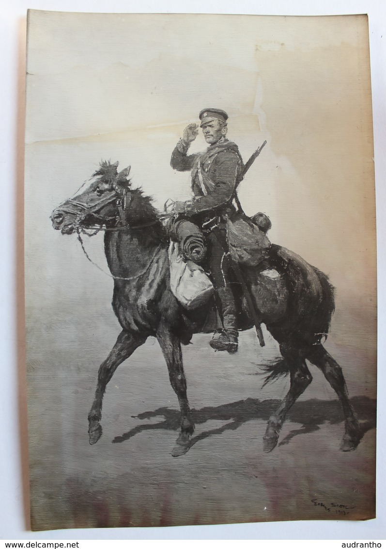 Portrait D'un Soldat Cavalier Russe Cliché De L'artiste François Antoine Vizzavona Photographe Oeuvre De 1913 Signée - Autres & Non Classés