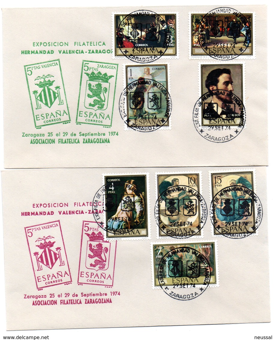 2 Cartas Con Matasellos Commemorativo Exposicion Filatelica Hermandad Valencia-zaragoza - Cartas & Documentos