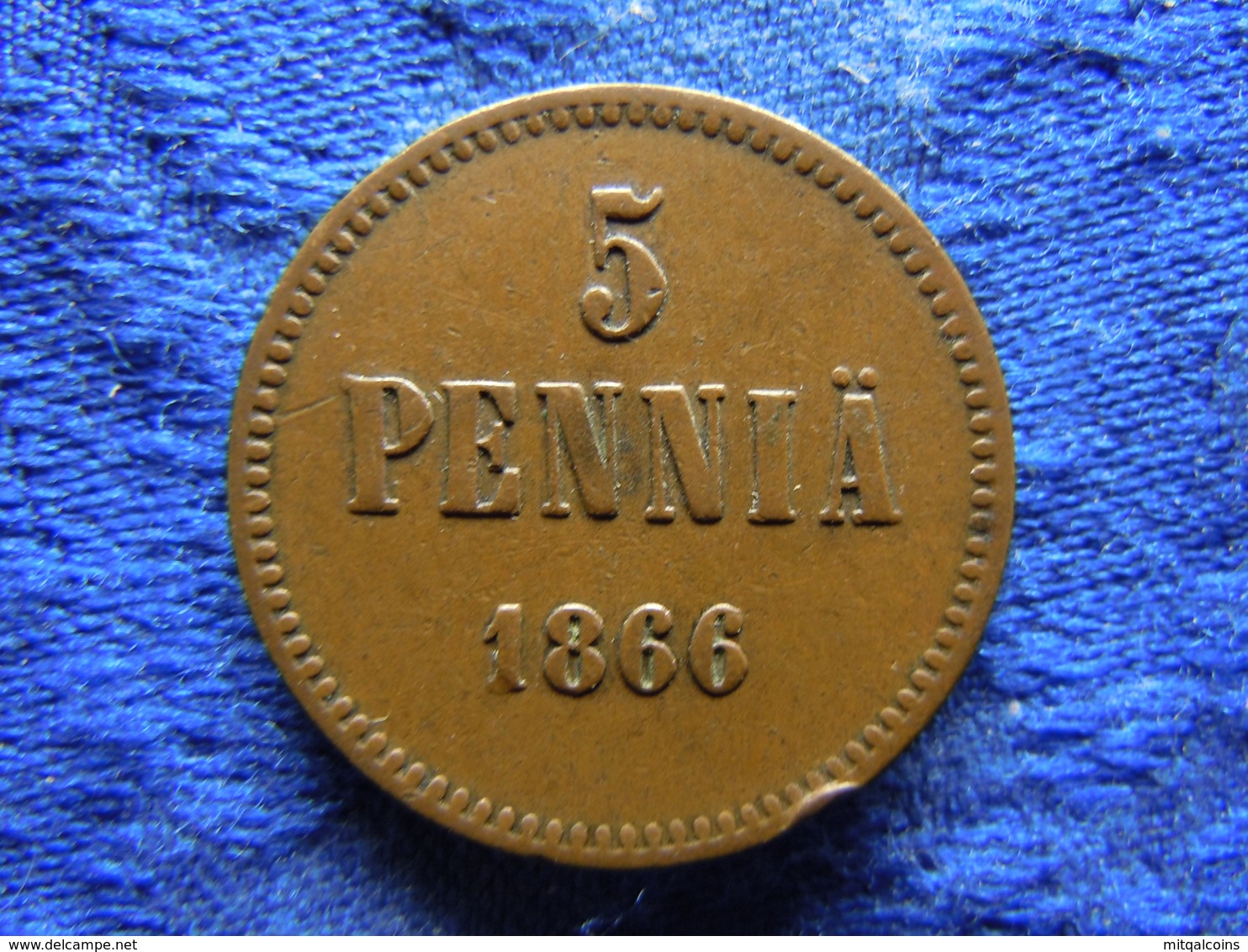 FINLAND 5 PENNIA 1866, KM4.1 Edge Nick - Finlande