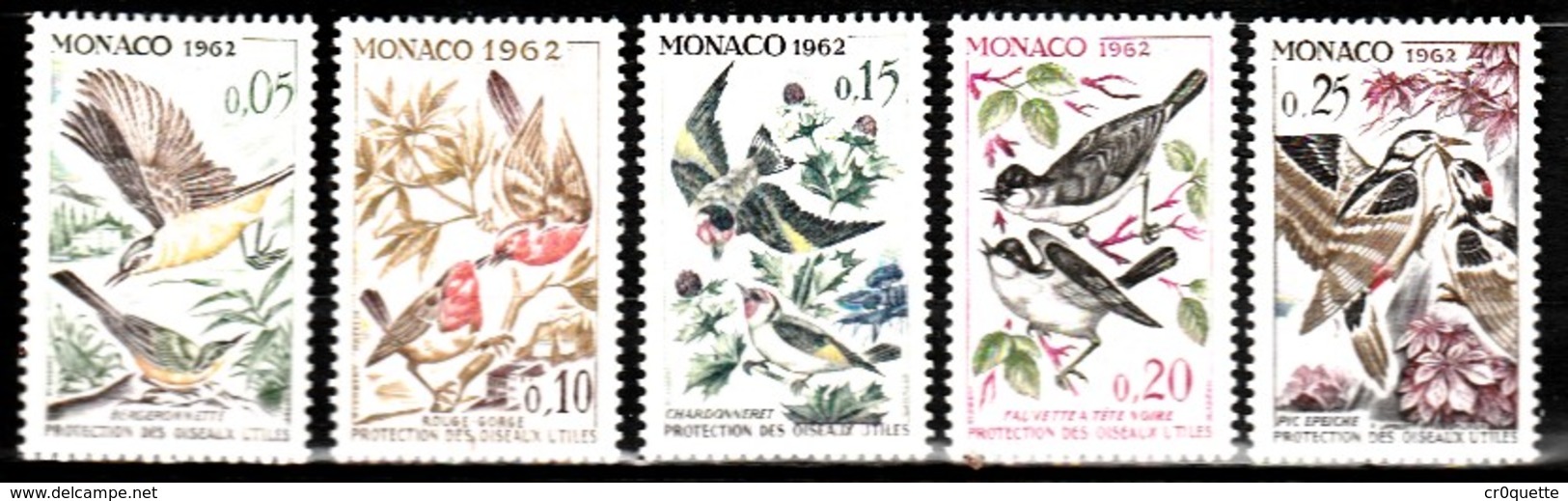 MONACO / SERIE DE 5 TIMBRES OISEAUX - Collections, Lots & Séries